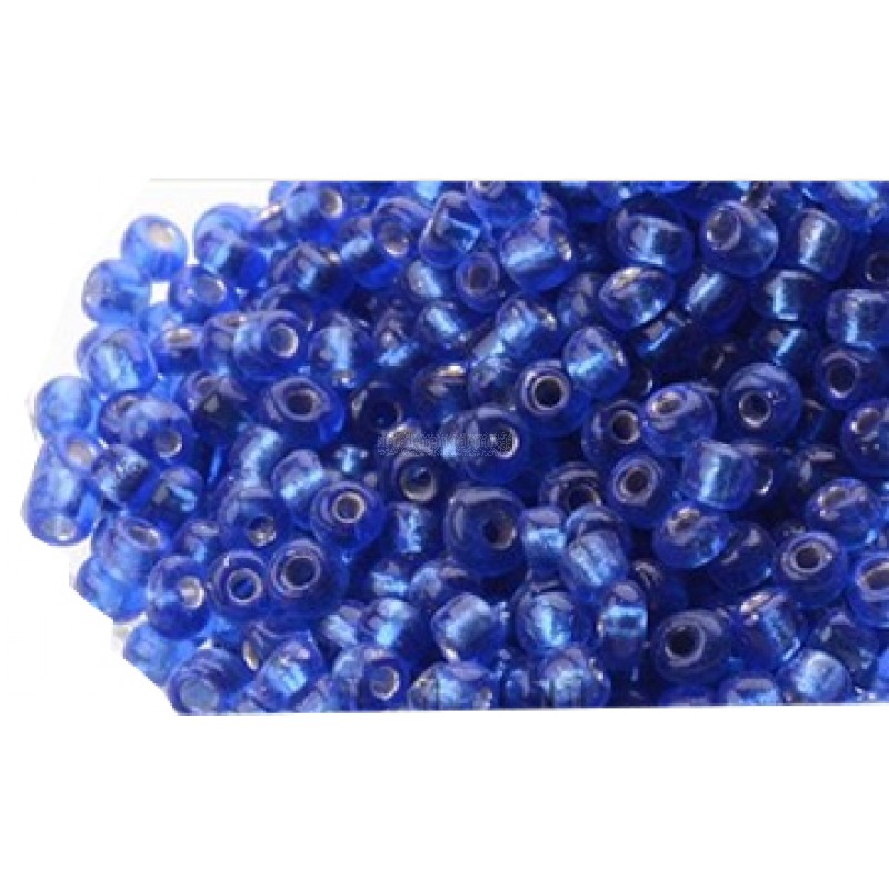 Rocailles donkerblauw silverlined 6/0. Per 10 gram ...