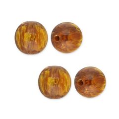 Resin 12mm kralen topaz-bruin-goud, per 5 stuks.