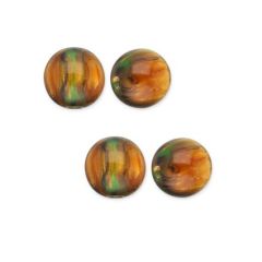 Resin 12mm kralen, oranje-bruin-groen. Per 5 stuks.