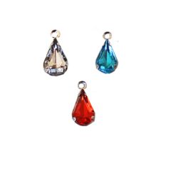 3x mini hanger 12x5mm rood, blauw en kristal