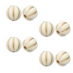 acrylkralen 8mm off-white met goud, per 20 stuks