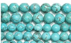 Snoer 8mm howliet licht blauwe turkoois kleur kralen