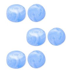 Acryl rondel kralen 9.5x14.5mm, helder blauw-wit gemarmerd, per 5 stuks