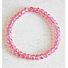 Armband facetgeslepen 6mm glaskralen pioenroos roze