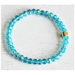 Armband facetgeslepen 6mm aquamarijn kleur kralen, 18-19cm