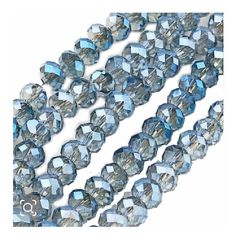 Snoer facetgeslepen kralen staalblauw, 6x4-5mm. Geheel rainbow plated.