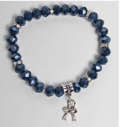 Armband donkerblauwe swarovski style kristal kralen met bedeltje 