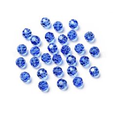 Facetgeslepen AAA tsjechische kristal glaskralen blauw 6mm. Per 20 stuks