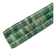 Zakje 40 stuks heishi Aardbeienkwarts groen 6x3.5mm. 