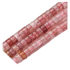 Zakje 40 stuks heishi aardbeienkwarts 6x3.5mm. 