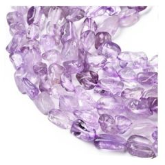 Snoer met lichte, onregelmatige amethist kralen, 6-10x6-8x4-5mm