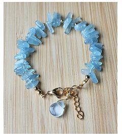 Armband Aquamarijn splitkralen met bedel