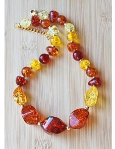 Chunky ketting resin barnsteen kralen