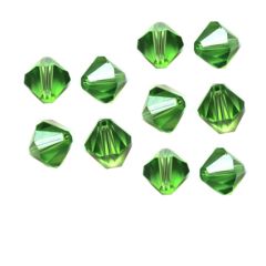 Bicone groene kristal kraal 4mm, AAA kwaliteit, per 20 stuks.