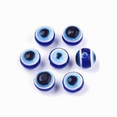Acryl kraal boze oog blauw 8mm, 20 stuks.