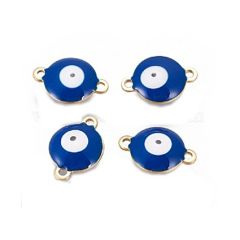 Tussenzetsel, link, boze oog blauw, 14.5x10x4.5mm. Per 2 stuks.