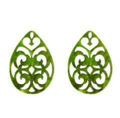 Resin (oorbel) hanger barok ruit groen 38x27mm. Per stuk.