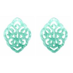 Resin barok (oorbel)hanger in pastel licht aqua, 42x33mm. Per stuk.