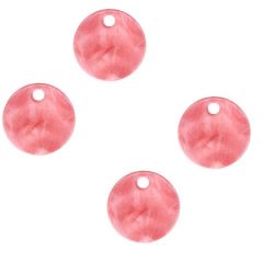Resin ronde (oorbel)hangers gevlamd roze, per 2 stuks.