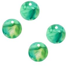 Resin (oorbel)hangers gevlamd transparant turkoois groen, 12mm