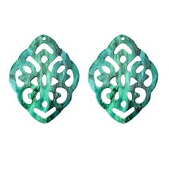 Resing (oorbel)hanger barok ruit groen 42x32mm. Per stuk.