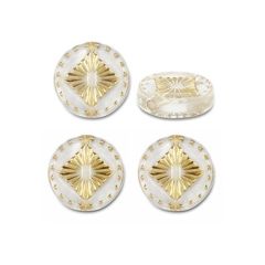 Acryl kralen transparant-goud 15x15x4mm. Per 10 stuks.