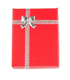 Cadeau doosje rood met zilver voor ketting of armband  9x7x3cm. Per stuk.