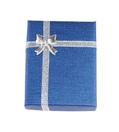 Cadeau doosje blauw met zilver voor ketting of armband  9x7x3cm. Per stuk.
