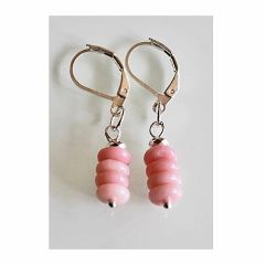 Oorbellen roze calciet 4 schijfjes van 2x5mm