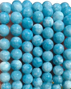 Snoer blauwe chalcedoon Jade 8mm