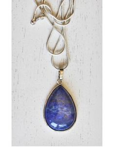 Halsketting met druppel lapis lazuli hanger 38x26x7mm