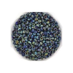 Rocailles 6/0 Miyuki opaque picasso cobalt blauw, per 10 gram