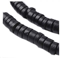 Snoer zwarte cocos kralen , 8x2-3mm, 100-105 kralen