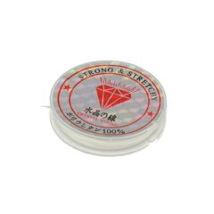 Rijgdraad plat elastisch nylon 0,8mm wit. 10 meter.
