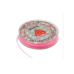 Rijgdraad plat elastisch nylon 0,8mm roze, 10 meter