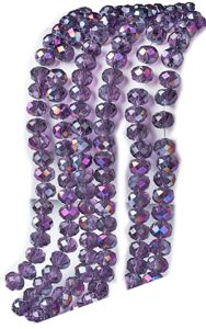 Zakje facetgeslepen kralen donker violet met AB coating, 4x3mm. 48-50 stuks.