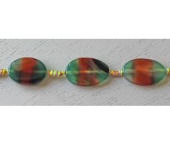 Agaat groen met rood, 29-33x21-23x7-8mm. Per stuk.