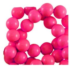Acryl kralen 10mm fuchsia roze-rood, 25 stuks.