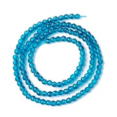 Snoer facetgeslepen kralen 3x2mm aqua blauw 40-43stuks