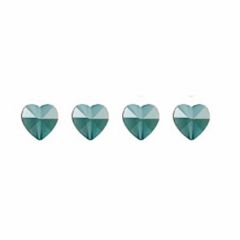 4 glazen hartjes 10x10x6mm, teal groen