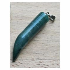 Hanger Haaientand 40x8mm, groene Jaspis. Per stuk.