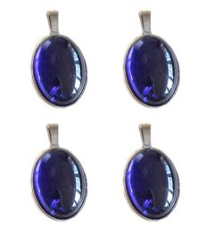Hanger donker blauw kristal glas, 35x20mm.