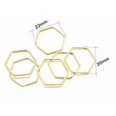 Oorbelhangers Hexagon goudkleurig 20x20mm, per 2 stuks