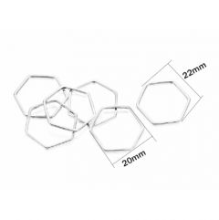 Oorhangers hexagon zilverkleurig 20x20mm, per 2 stuks