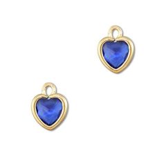 Kristal glas mini hanger hartje donker saffier blauw, 10x8mm. Per stuk.