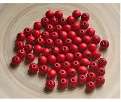 Houten kraal (donker)rood 8mm. Per 50 stuks.