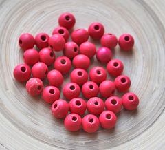 Houten kraal rood 8mm. Per 50 stuks.