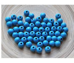 Houten kraal midden blauw 8mm. Per 40 stuks.