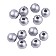 Houten kraal zilverkleur 8mm, per 50 stuks.