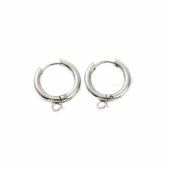 Set Huggie Hoop oorringen, roestvrij silverplated staal, 22x18x3mm.